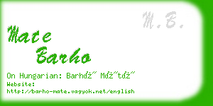 mate barho business card